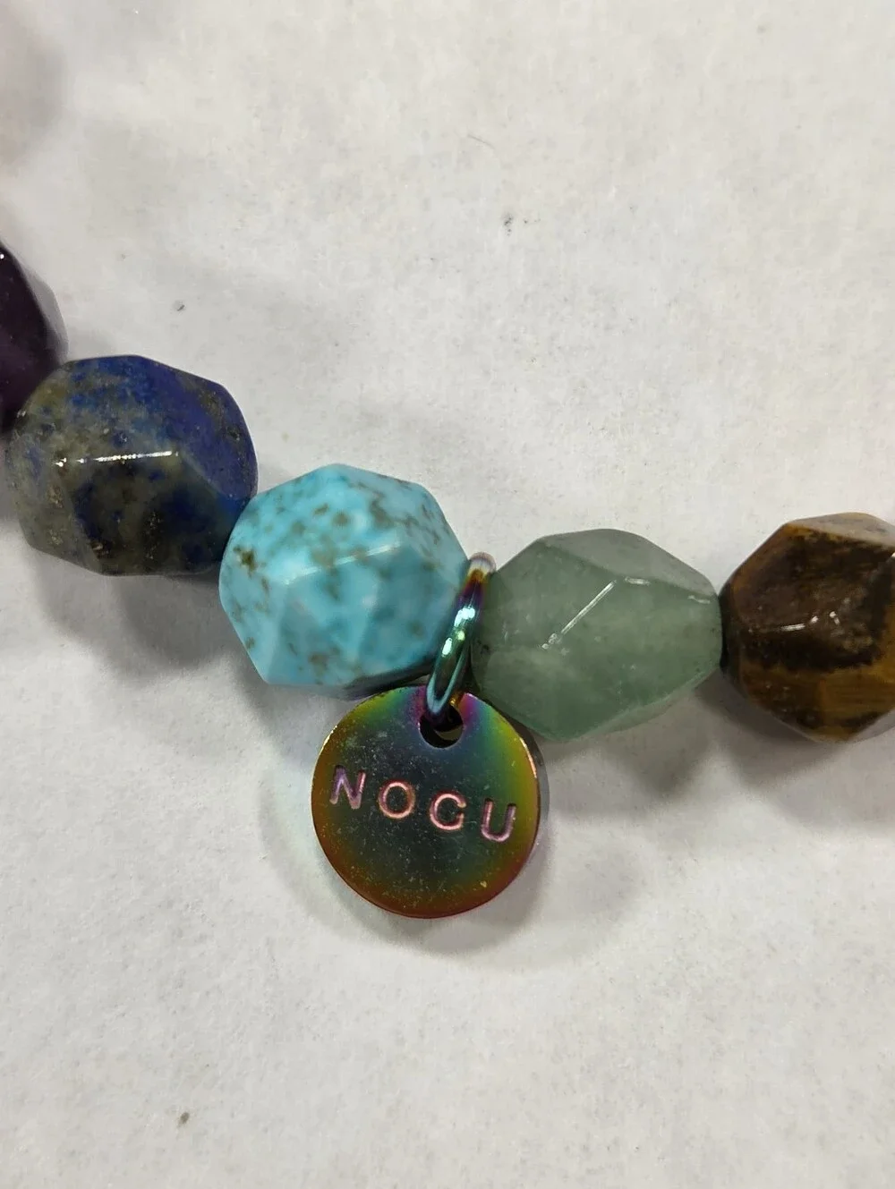 🆕️ NOGU Rainbow Chakra 7 Gemstone Geom Bracelet Unicorn Silver